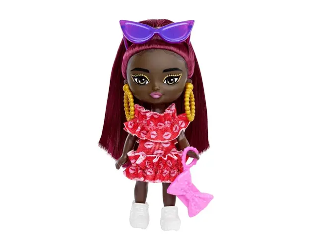 Papusa Barbie Extra Mini Minis cu par si accesorii, 8 cm, HLN47
