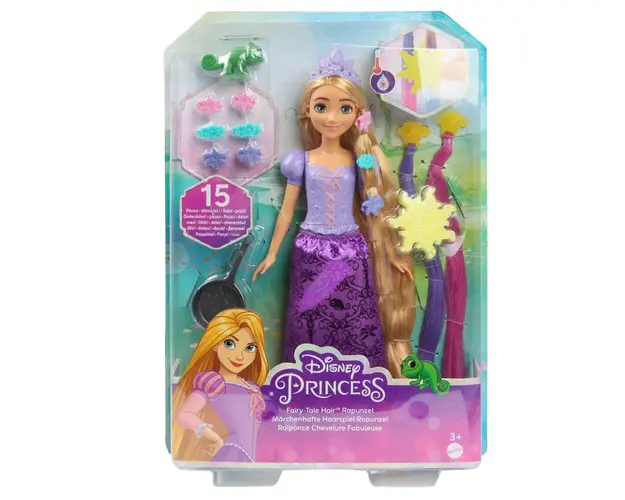 Papusa cu accesorii pentru par, Disney Princess, Rapunzel, HLW18