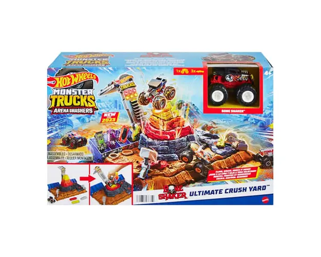 Set de joaca cu masina de teren Monster Trucks, Hot Wheels, Ultimate Crush Yard, HNB96