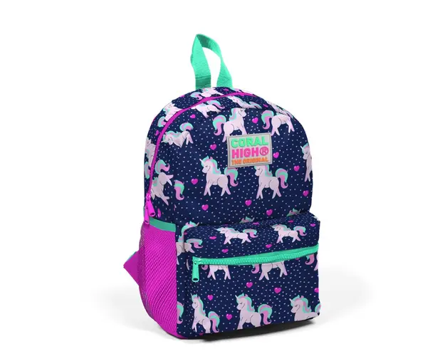 Ghiozdan cu 2 compartimente, Coral High, model unicorni