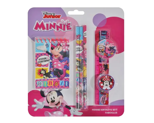 Set instrumente de scris, cu agenda, Minnie, 7 buc