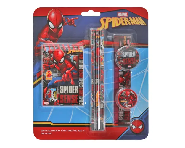 Set instrumente de scris, cu agenda, Spiderman, 7 buc