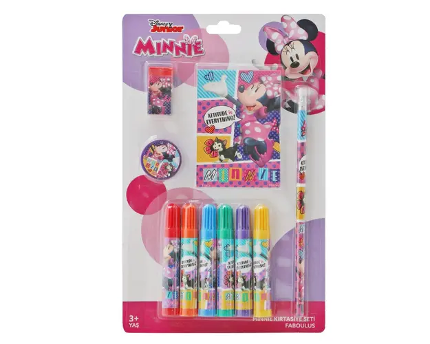 Set de colorat cu carioci si agenda, Minnie, 10 buc