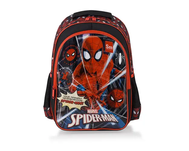 Ghiozdan cu 2 compartimente, Marvel, Spiderman, Negru-Rosu