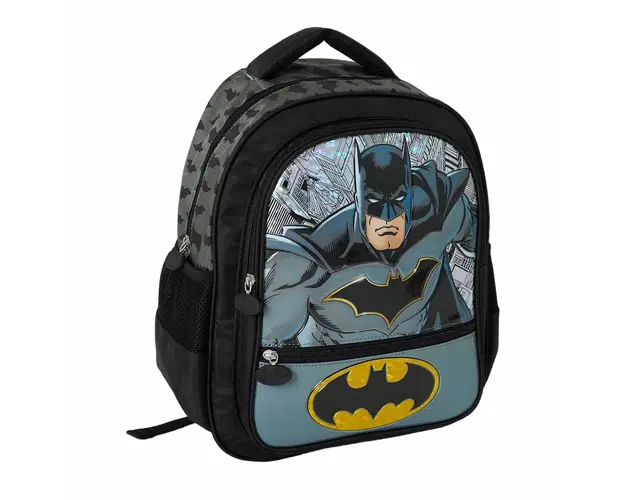 Ghiozdan cu 3 compartimente, Obm, Batman, negru