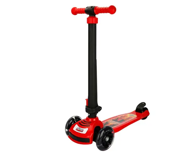 Trotineta pliabila cu 3 roti si lumini, Pilsan, Power Scooter, Rosu