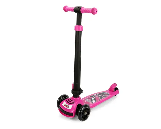 Trotineta pliabila cu 3 roti si lumini, Pilsan, Power Scooter, Roz