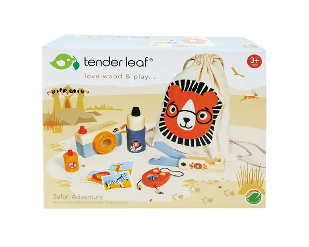 Kitul exploratorului safari din lemn premium, Tender Leaf Toys, 10 piese