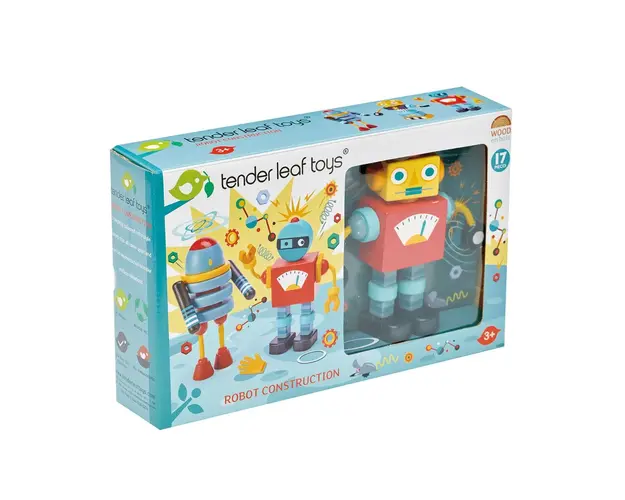 Set figurine robot din lemn Tender Leaf Toys, 17 piese