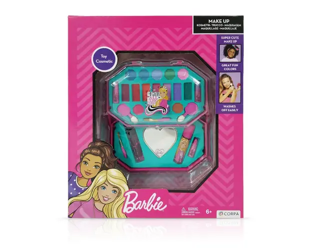 Trusa de Make-up octogonala, cu 2 niveluri, Barbie