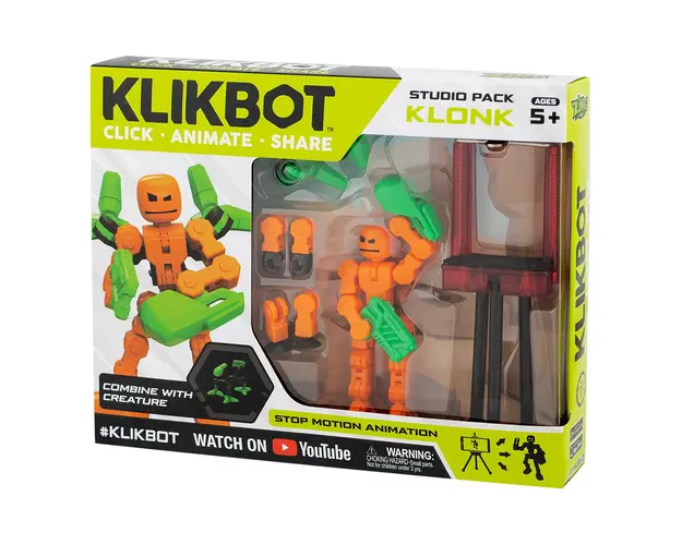 Set Figurina Robot articulat transformabil KlikBot Studio Pack, Orange