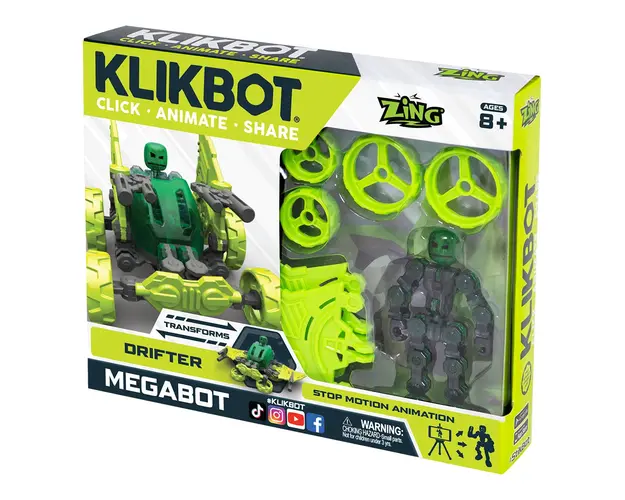 Set Figurina Robot articulat transformabil KlikBot Megabots Drifter, Green