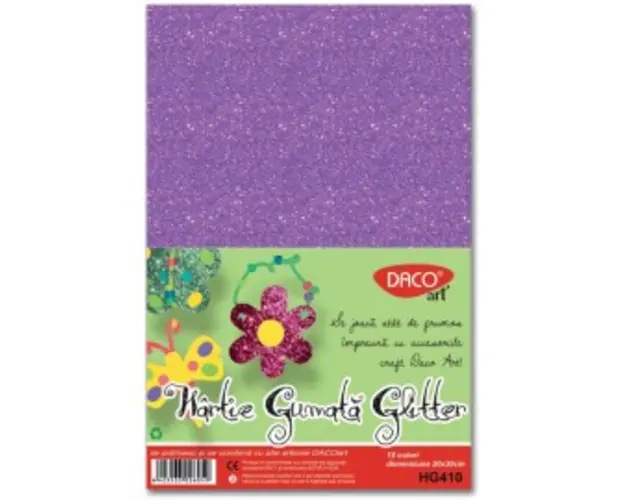 Hartie gumata glitter A4