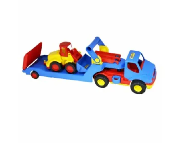 Camion cu platforma si excavator, Wader