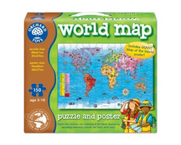 Puzzle si poster Harta lumii (limba engleza 150 piese) WORLD MAP PUZZLE & POSTER
