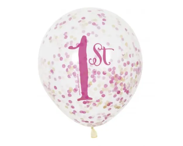 Baloane latex 1st birthday confetti 6 buc