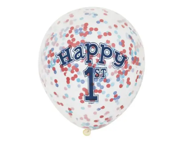 Baloane latex happy 1st confetti 6 buc