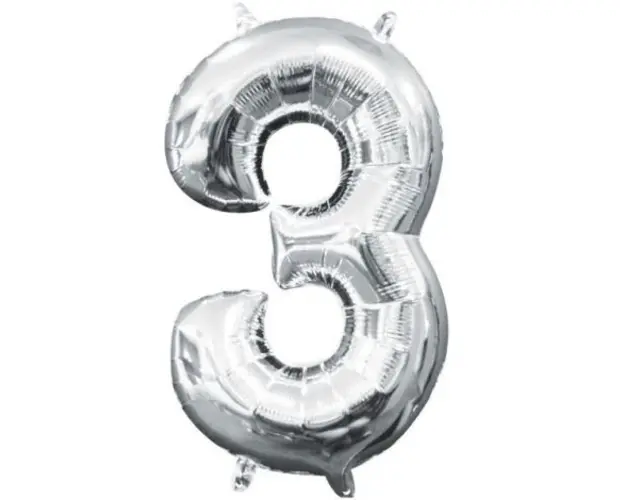 Balon folie argintiu cifra 3