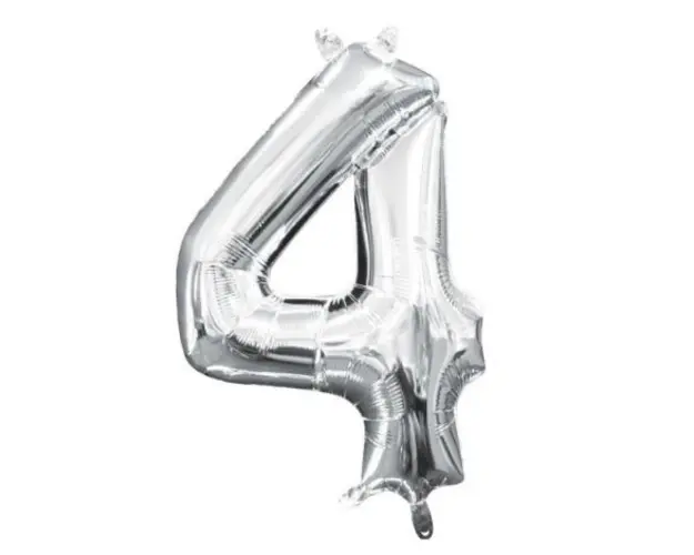 Balon folie argintiu cifra 4