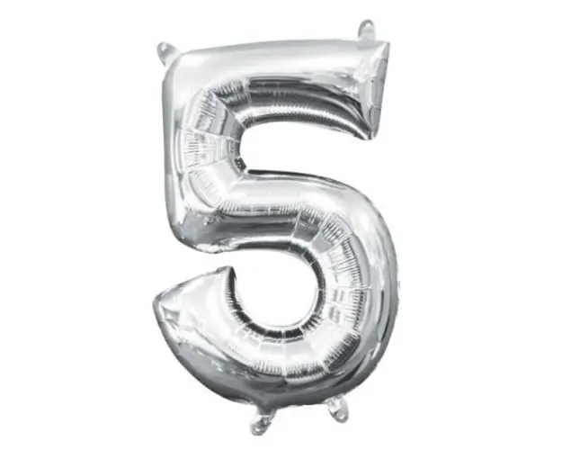 Balon folie argintiu cifra 5