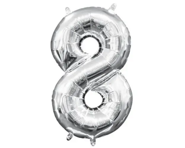 Balon folie argintiu cifra 8