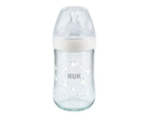 Biberon Nuk Nature Sense Sticla 240 ml Control Temperatura Tetina Silicon M 6-18 luni Alb