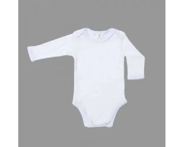 Body din bumbac alb cu maneca lunga (Marime: 0-3 Luni)