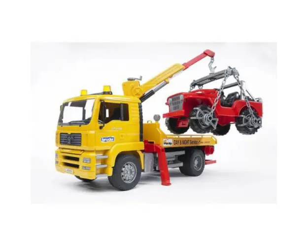 BRUDER - CAMION DE TRACTARE MAN TGA SI VEHICUL DE TEREN