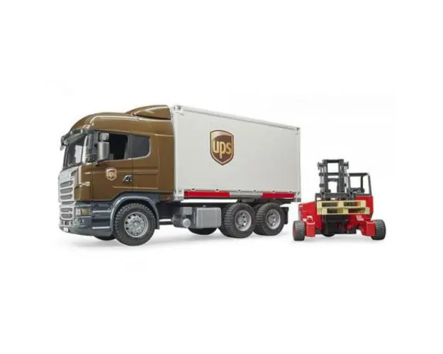 BRUDER - CAMION UPS SCANIA R-SERIES SI STIVUITOR