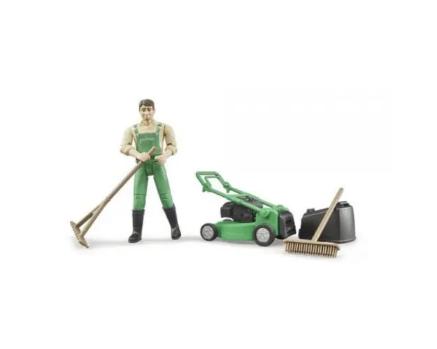 BRUDER - GRADINAR CU MASINA DE TUNS IARBA SI UNELTE