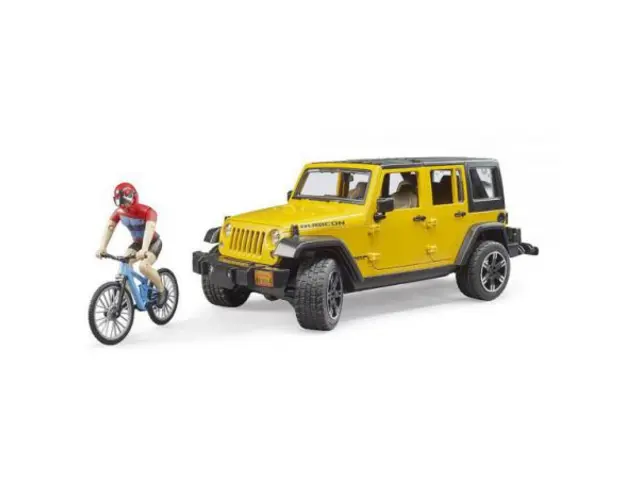 BRUDER - JEEP WRANGLER UNLIMITED RUBICON CU BICICLETA SI CICLIST