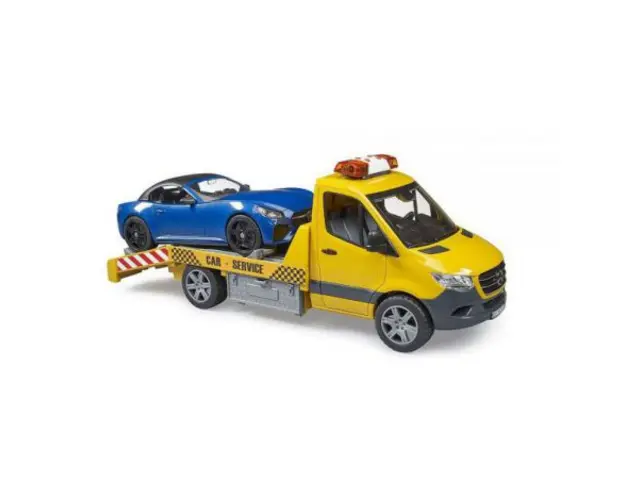 Bruder - vehicul de tractare mercedes benz cu sirena si vehicul 02675 Bruder