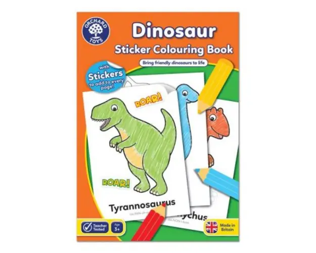 Carte de colorat cu activitati in limba engleza si abtibilduri Dinozaur DINOSAUR