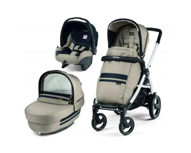 Carucior 3 In 1, Peg Perego, Book Plus 51 S, Titania White, Luxe Ecru