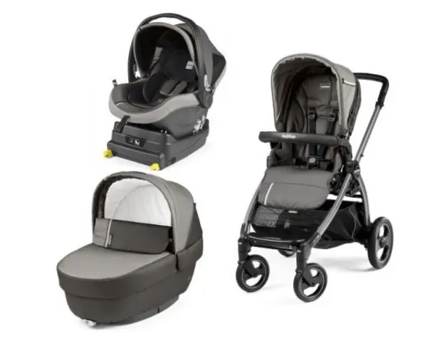 Carucior 3 In 1, Peg Perego, Book Plus S, Titania, baza i-Size inclusa, Class Grey