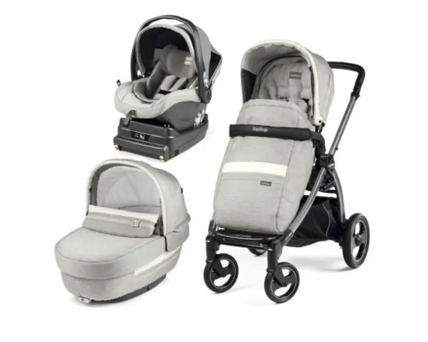 Carucior 3 In 1, Peg Perego, Book Plus S, Titania, baza i-Size inclusa, Luxe Pure