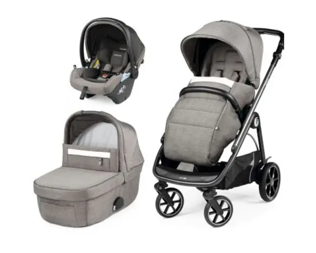 Carucior 3 in 1 Peg Perego Veloce, Lounge, 0 - 22 kg, City Grey, Gri Alb
