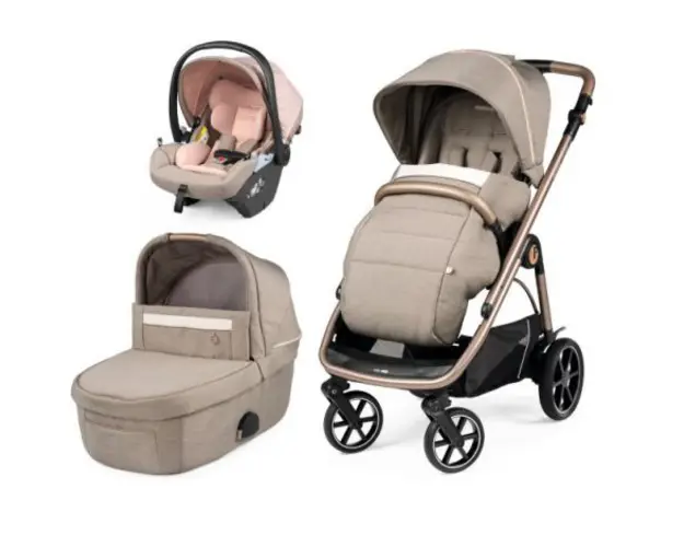 Carucior 3 in 1 Peg Perego Veloce, Lounge, 0 - 22 kg, Mon Amour, Bej Roz