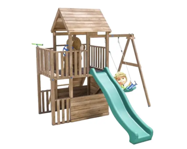 Complex de joaca BalconyFort ™ Single Swing, tobogan verde, Dunster House