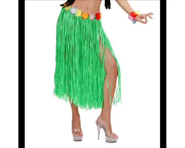 Fusta hawaii lunga flori verde