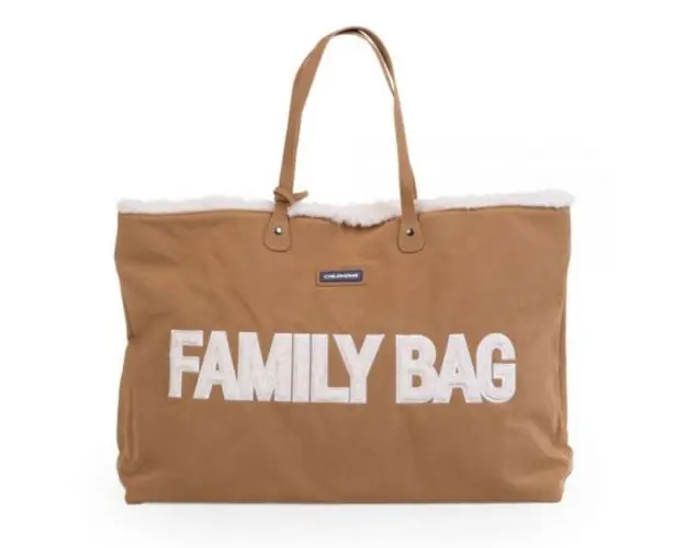Geanta Childhome Family Bag, aspect piele intoarsa Bej