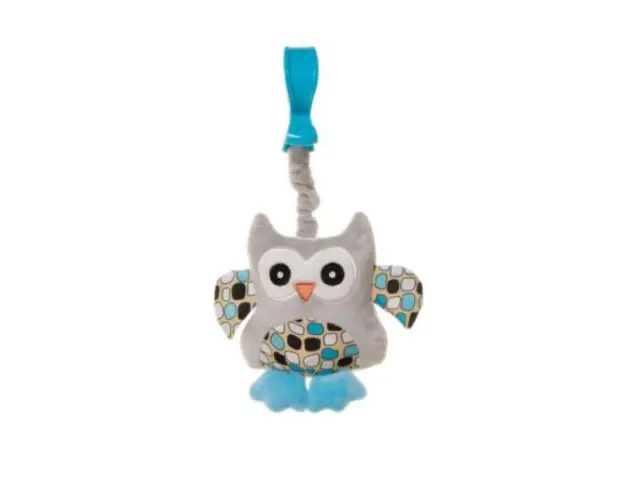 Jucarie de plus pentru carucior patut 4Baby SQUEEZE Bufnite Albastre