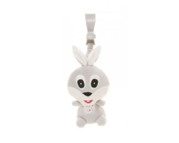 Jucarie de plus pentru carucior patut 4Baby SQUEEZE Iepurasi Gri