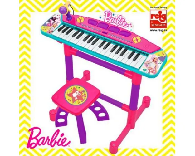 Keyboard cu microfon si scaunel Barbie