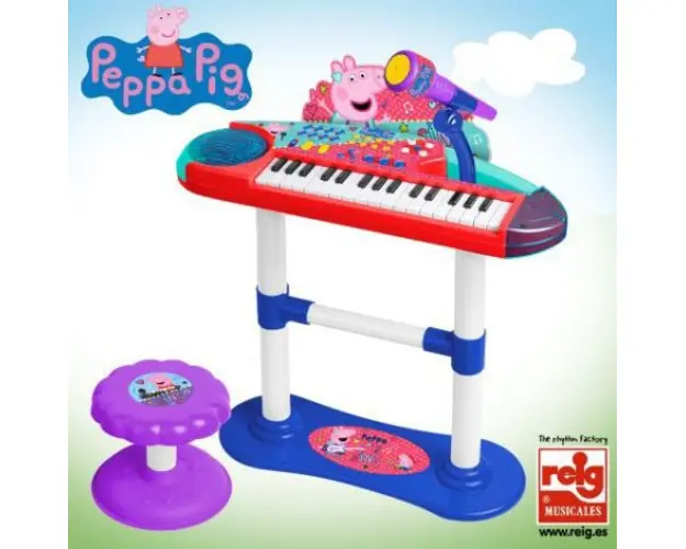 Keyboard electronic cu microfon si scaunel Peppa Pig