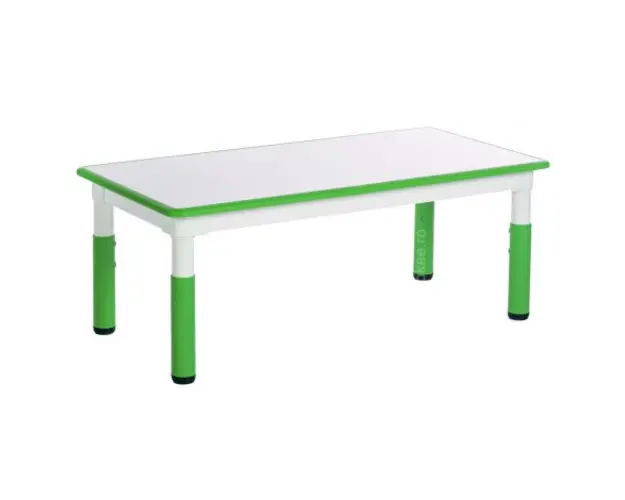 Masa dreptunghiulara alb-verde din plastic reglabila marimea 1-3 pentru gradinita