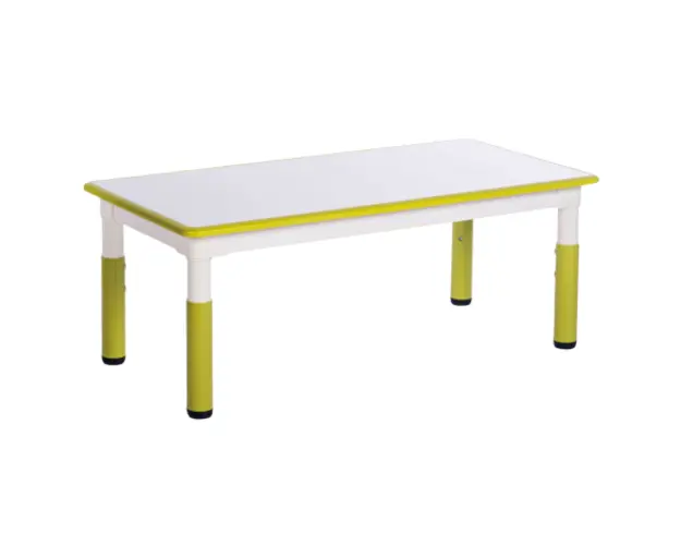 Masa dreptunghiulara alb-verde lime din plastic reglabila marimea 1-3 pentru gradinita