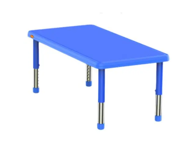 Masa dreptunghiulara albastra din plastic reglabila marimea 0-3 pentru gradinita