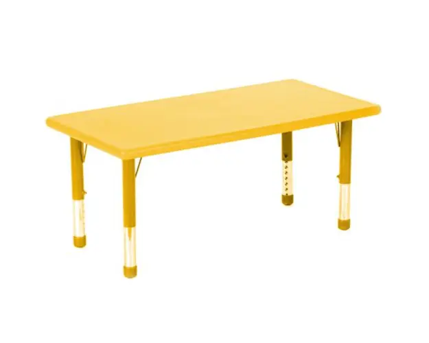 Masa dreptunghiulara galbena din plastic reglabila marimea 0-3 pentru gradinita