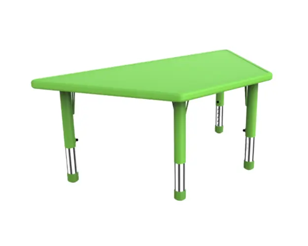 Masa trapezoidala verde din plastic reglabila marimea 1-3 pentru gradinita